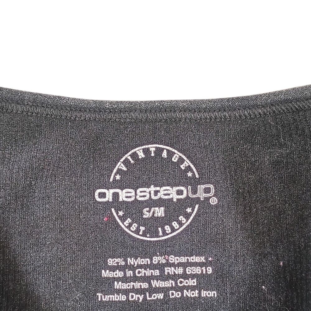 One Step Up Black Cropped Tank Top Scoop Neck Knit Cotton Spandex Size S/M - Picture 6 of 6